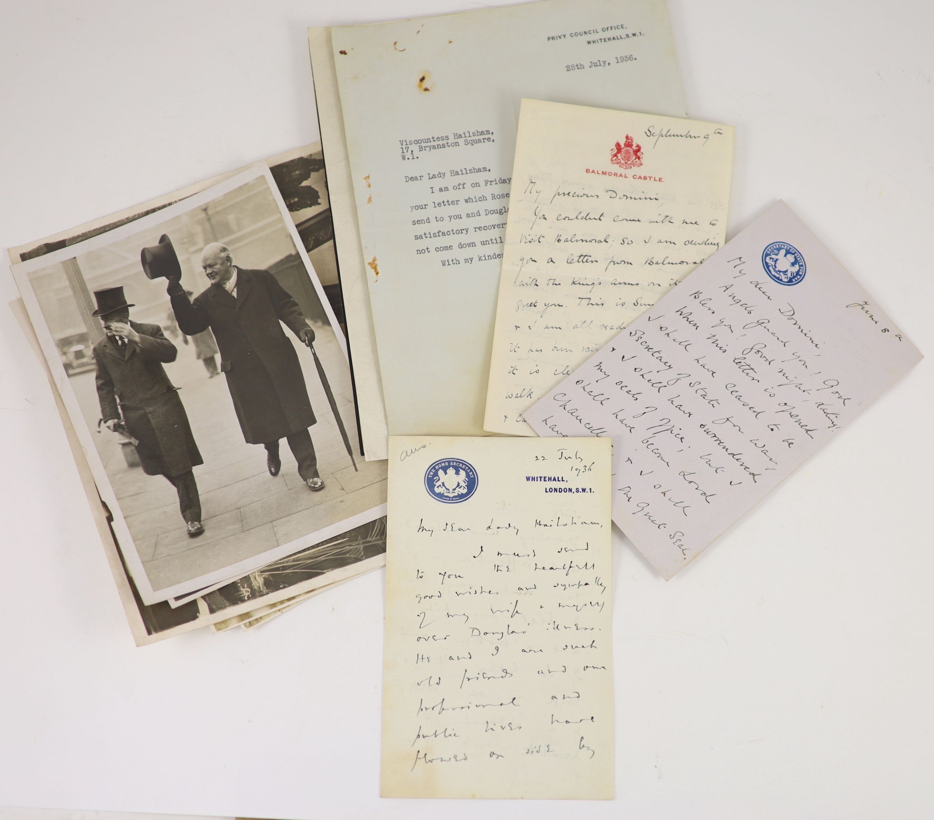 The Canadian Pacific RMS Empress of Britain menu card for a luncheon held on board, on Monday, July 18th, 1932, signed by 27 guests, including, Neville Chamberlain, Stanley and Lucy Baldwin, Lord Hailsham, John Gilmour,